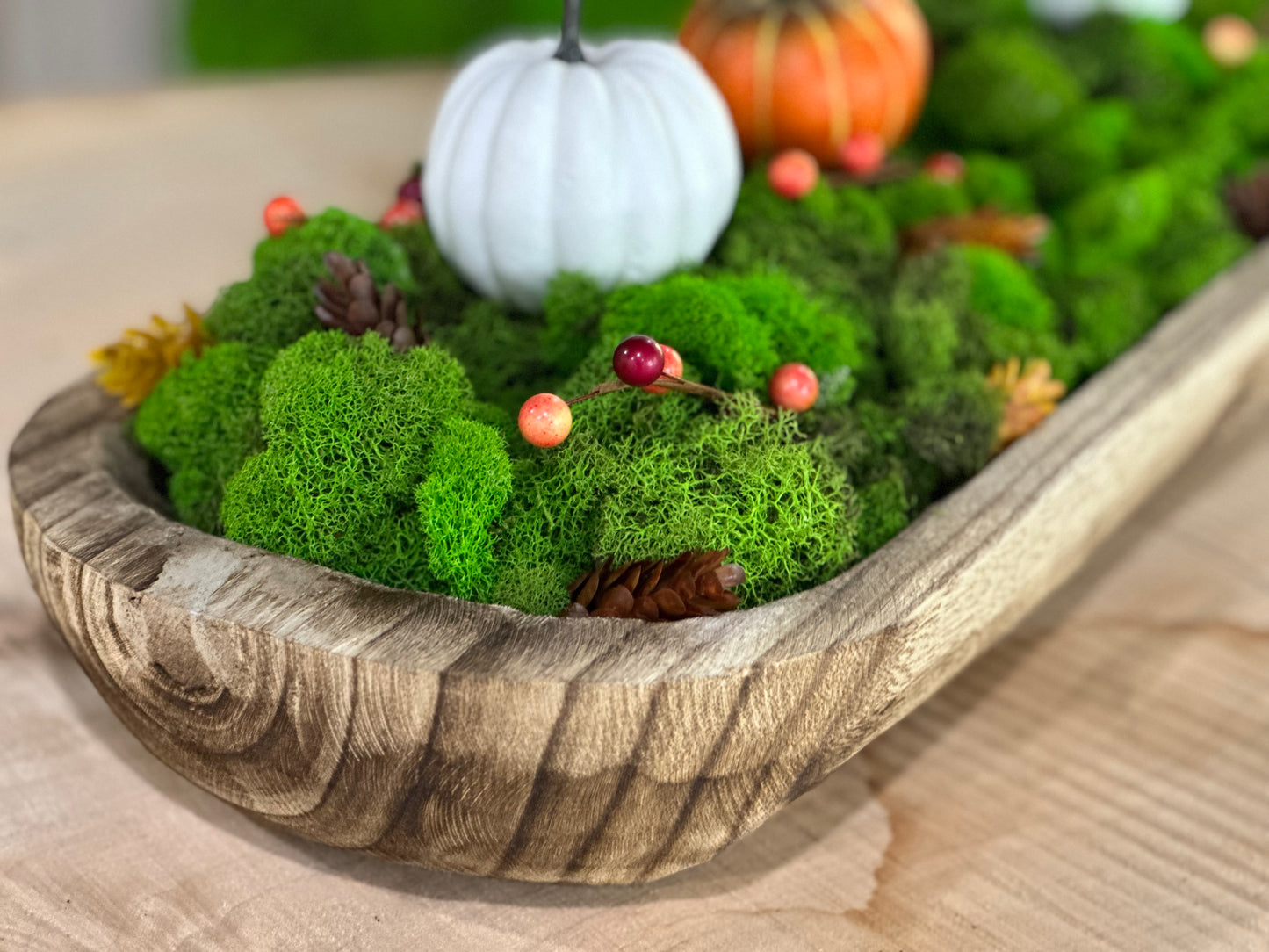 Autumn Embrace Moss Bowl Centerpiece