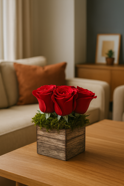 Lasting Enchantment Rose Box - Floral & Moss Home Decor