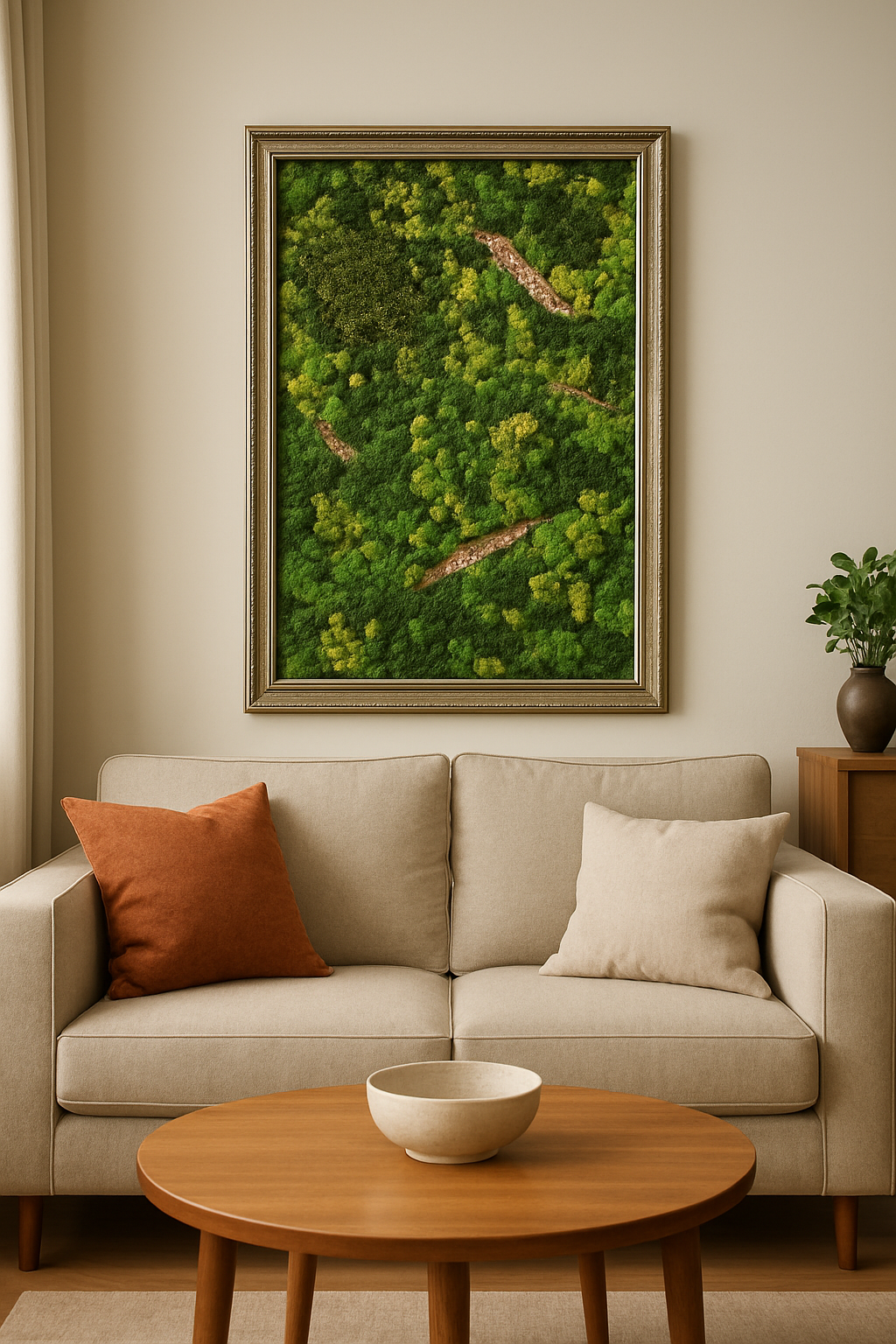 A Forest Symphony in a Frame - Framed Moss Art Piece: 24"x36"