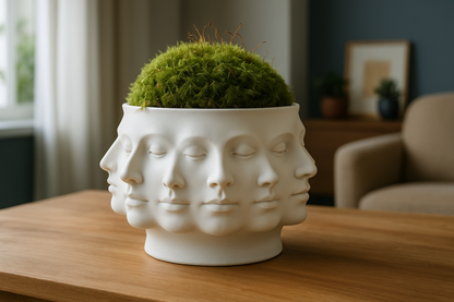 Live Moss Johnathan Alder Style Meditation Bowl – 8" Multi-Face Style Moss Decor