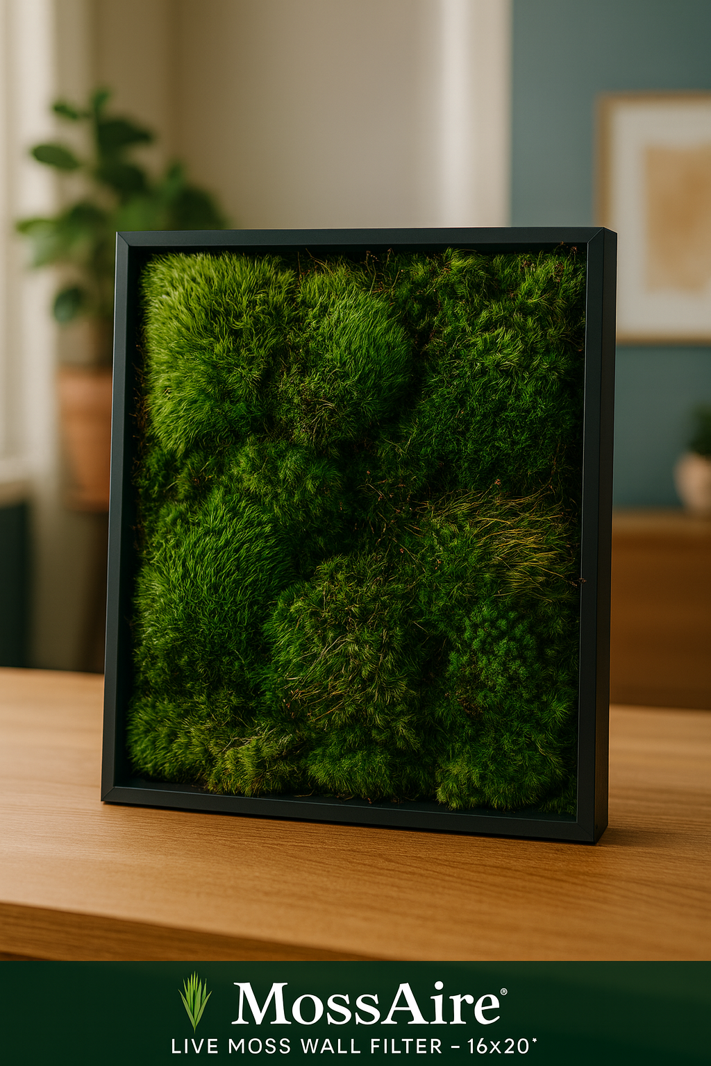 MossAire Living Moss Wall Frame: A Natural Air Filter & Stress Relief Oasis