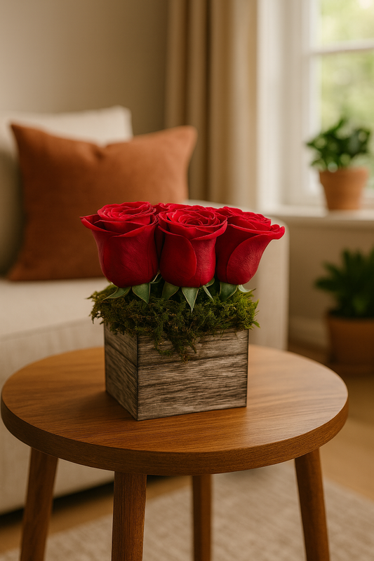 Lasting Enchantment Rose Box - Floral & Moss Home Decor